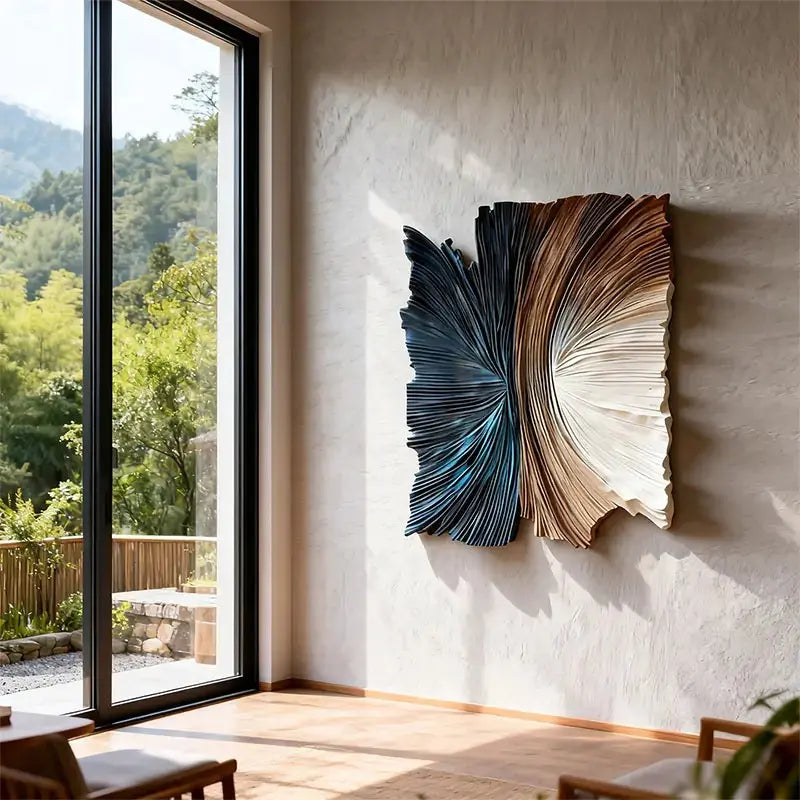 Beige & Caramel Wave Organic Flow Abstract 3D Relief Wall Decor（副本） Artmeto Wood wall art