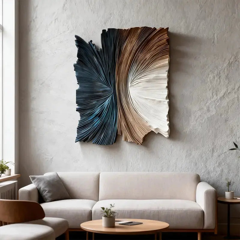 Beige & Caramel Wave Organic Flow Abstract 3D Relief Wall Decor（副本） Artmeto Wood wall art