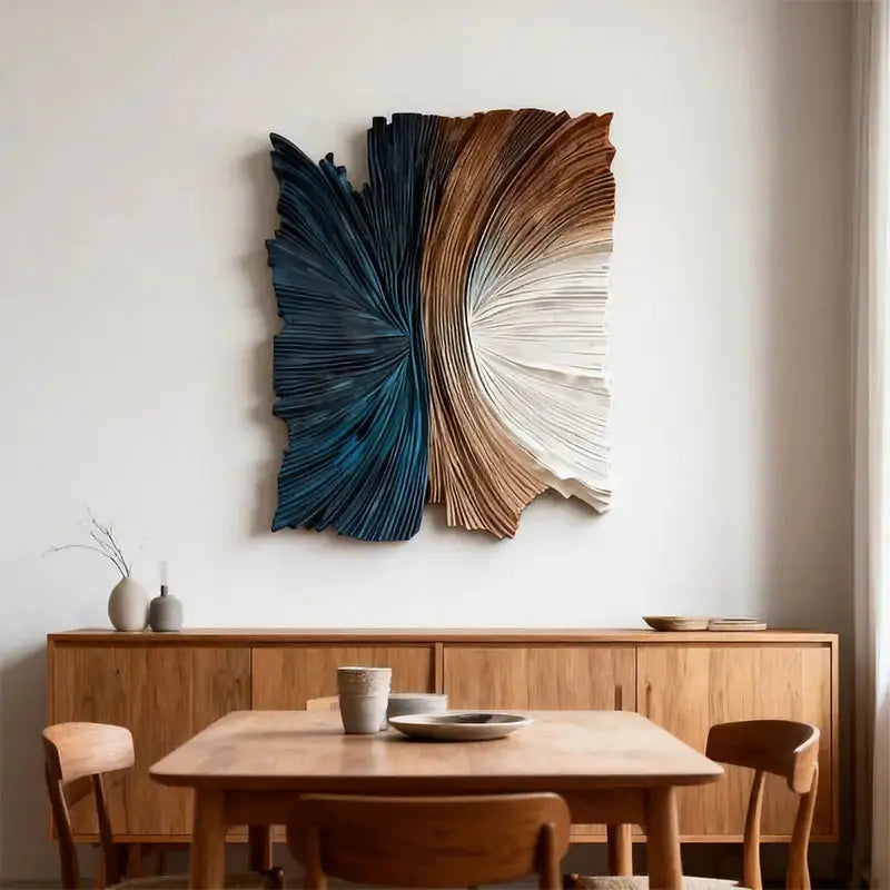 Beige & Caramel Wave Organic Flow Abstract 3D Relief Wall Decor（副本） Artmeto Wood wall art