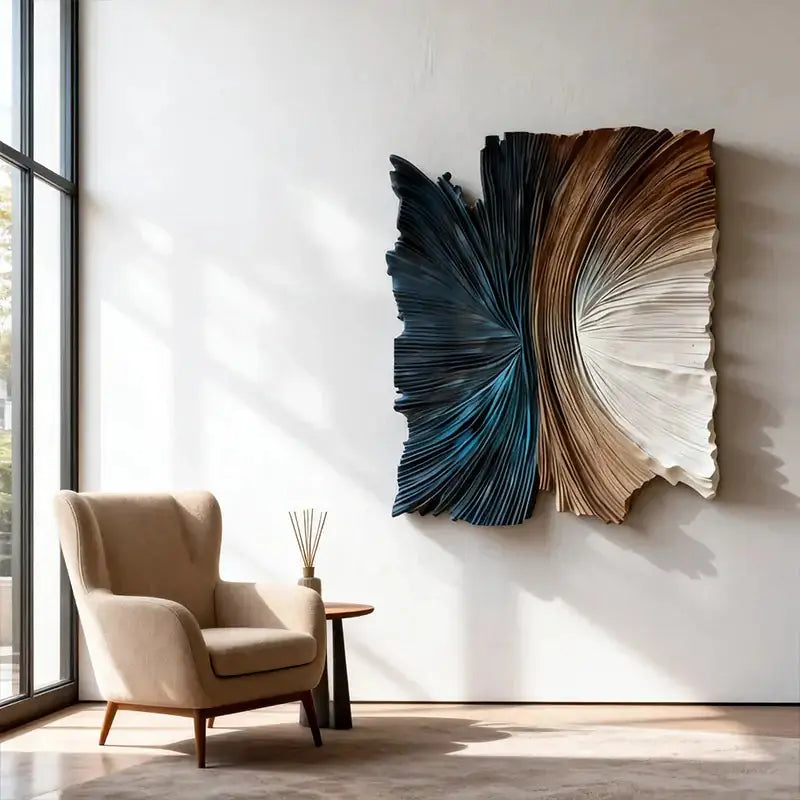 Beige & Caramel Wave Organic Flow Abstract 3D Relief Wall Decor（副本） Artmeto Wood wall art