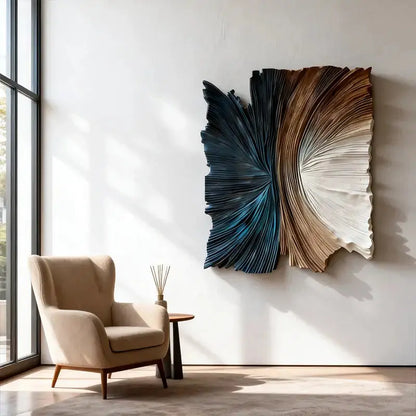 Beige & Caramel Wave Organic Flow Abstract 3D Relief Wall Decor（副本） Artmeto Wood wall art