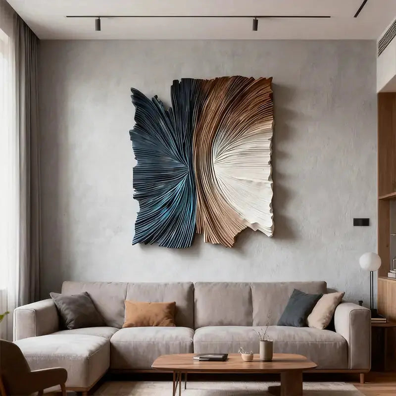 Beige & Caramel Wave Organic Flow Abstract 3D Relief Wall Decor（副本） Artmeto Wood wall art