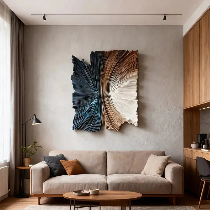 Beige & Caramel Wave Organic Flow Abstract 3D Relief Wall Decor（副本） Artmeto Wood wall art
