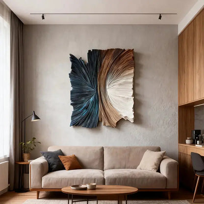 Beige & Caramel Wave Organic Flow Abstract 3D Relief Wall Decor（副本） Artmeto Wood wall art