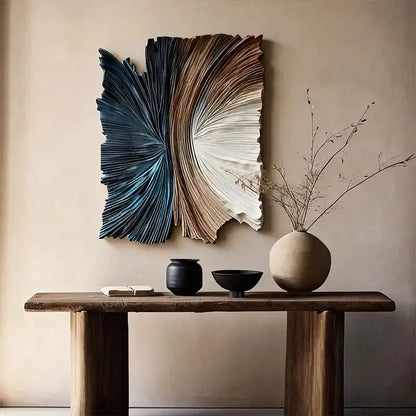 Beige & Caramel Wave Organic Flow Abstract 3D Relief Wall Decor（副本） Artmeto Wood wall art