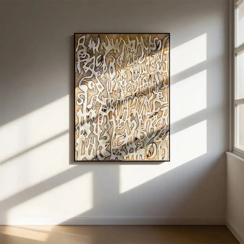 Black Brown Abstract Calligraphy Canvas Wall Art Modern Decor-Artmeto Artmeto Wood wall art
