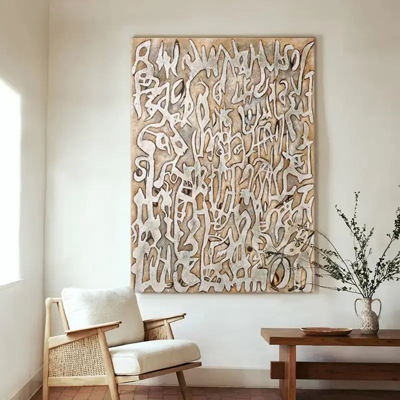 Black Brown Abstract Calligraphy Canvas Wall Art Modern Decor-Artmeto Artmeto Wood wall art