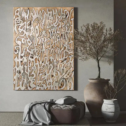 Black Brown Abstract Calligraphy Canvas Wall Art Modern Decor-Artmeto Artmeto Wood wall art