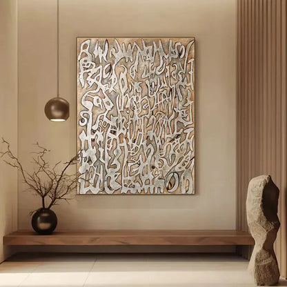 Black Brown Abstract Calligraphy Canvas Wall Art Modern Decor-Artmeto Artmeto Wood wall art