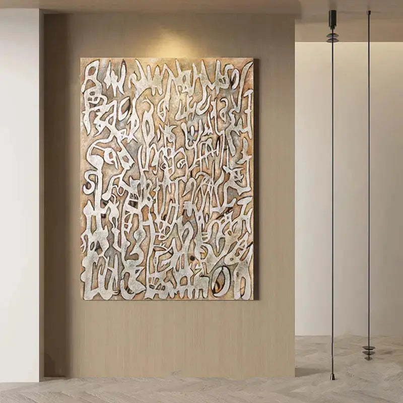 Black Brown Abstract Calligraphy Canvas Wall Art Modern Decor-Artmeto Artmeto Wood wall art