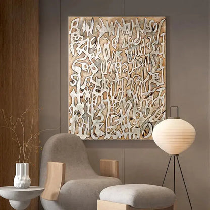 Black Brown Abstract Calligraphy Canvas Wall Art Modern Decor-Artmeto Artmeto Wood wall art