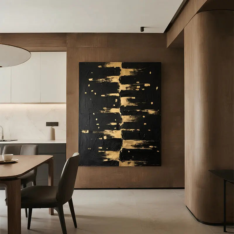 Black Gold Textured Abstract Wall Art-Luxury Canvas Painting-Artmeto Artmeto Wood wall art