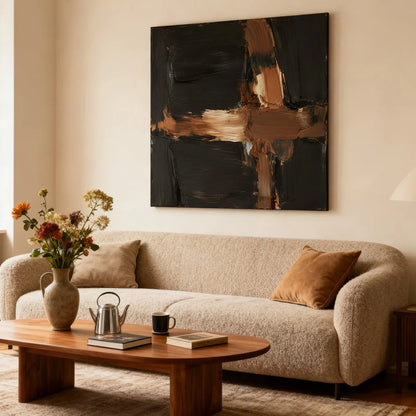 Black Gold Textured Abstract Wall Art-Modern Canvas Painting-Artmeto Artmeto Wood wall art