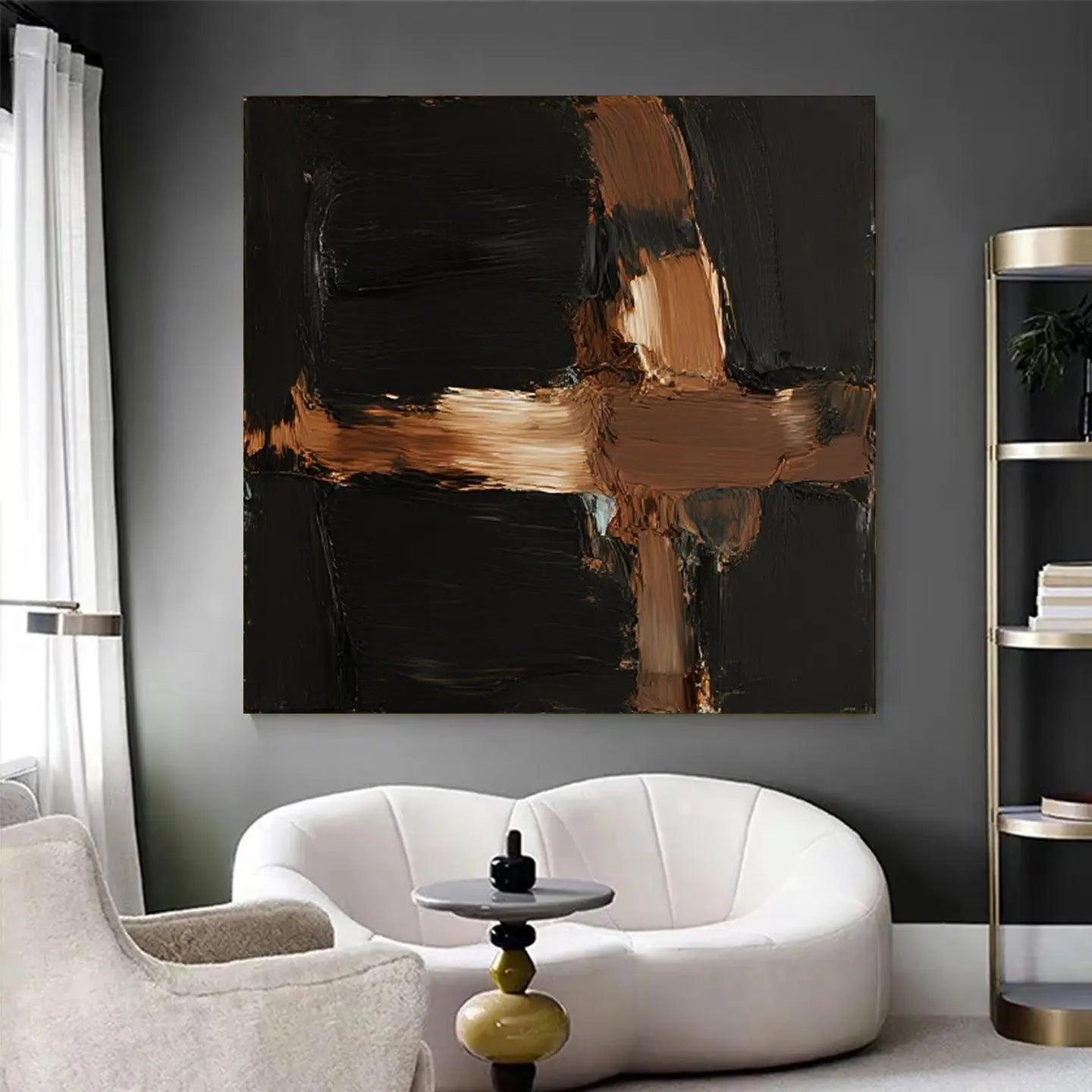 Black Gold Textured Abstract Wall Art-Modern Canvas Painting-Artmeto Artmeto Wood wall art