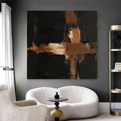 Black Gold Textured Abstract Wall Art-Modern Canvas Painting-Artmeto Artmeto Wood wall art