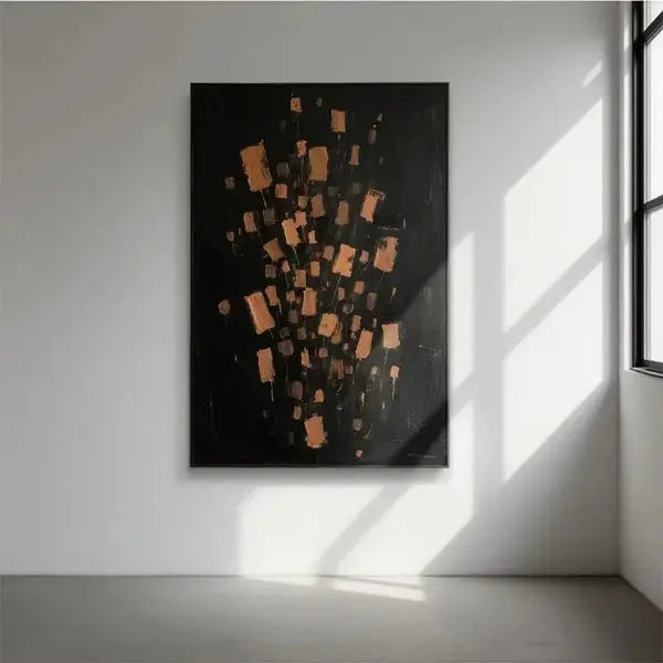 Black Orange Abstract Canvas Wall Art for Modern Home Decor-Artmeto Artmeto Wood wall art