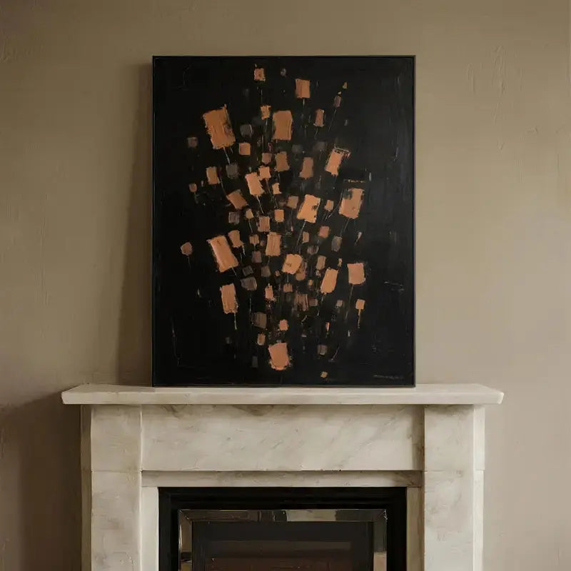 Black Orange Abstract Canvas Wall Art for Modern Home Decor-Artmeto Artmeto Wood wall art