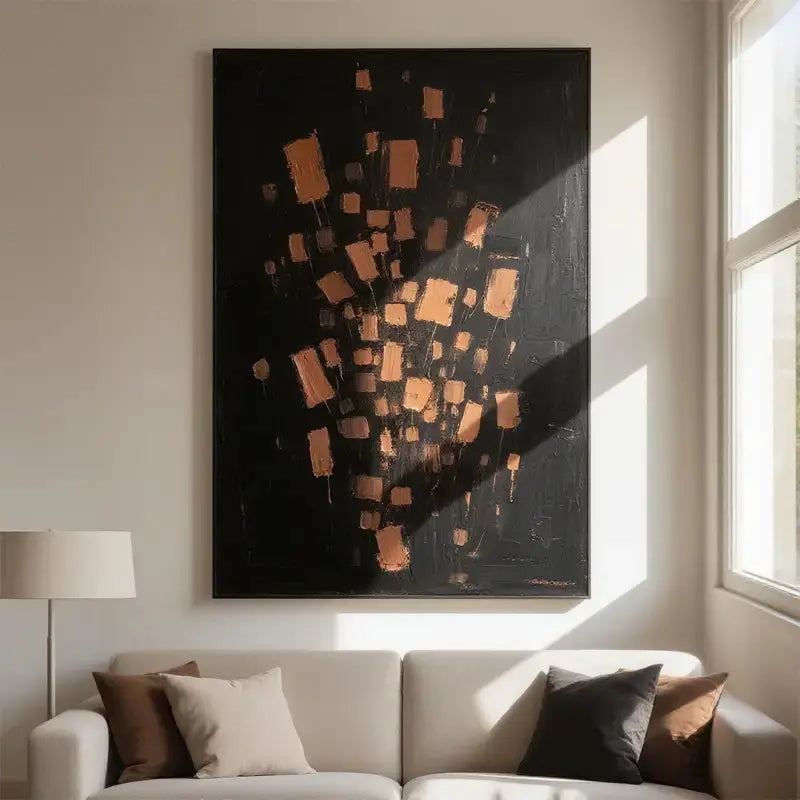 Black Orange Abstract Canvas Wall Art for Modern Home Decor-Artmeto Artmeto Wood wall art