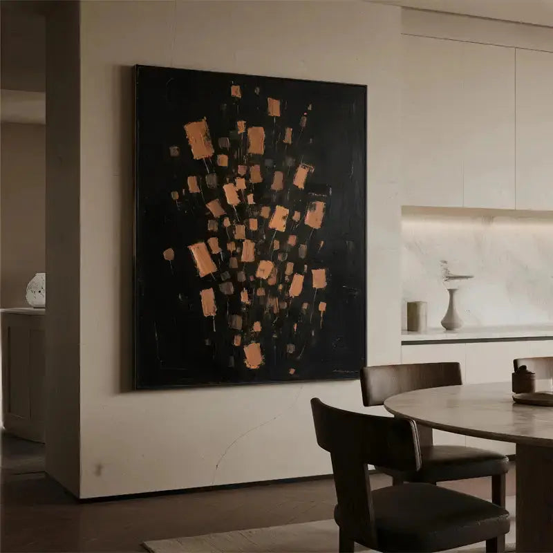 Black Orange Abstract Canvas Wall Art for Modern Home Decor-Artmeto Artmeto Wood wall art