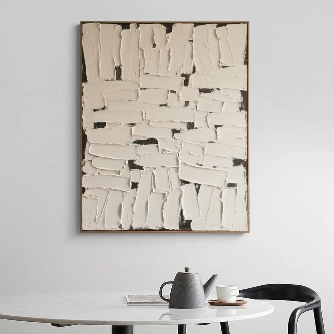 Black White Textured Wall Art-Abstract Plaster Canvas Decor-Artmeto Artmeto Wood wall art