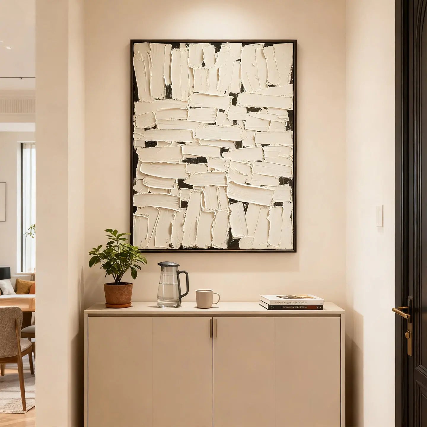 Black White Textured Wall Art-Abstract Plaster Canvas Decor-Artmeto Artmeto Wood wall art