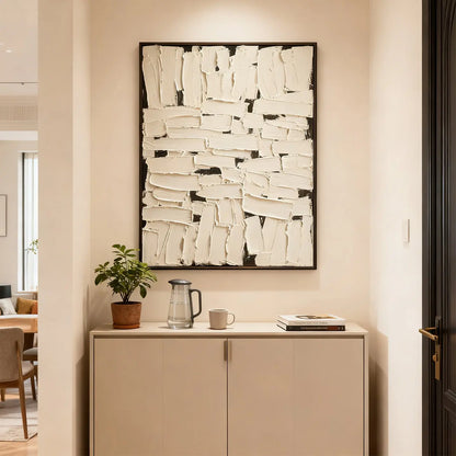 Black White Textured Wall Art-Abstract Plaster Canvas Decor-Artmeto Artmeto Wood wall art