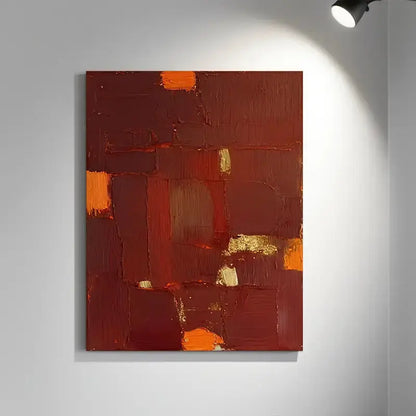 Bold Red Orange Abstract Painting with Rich Textured Finish-Artmeto Artmeto Wood wall art