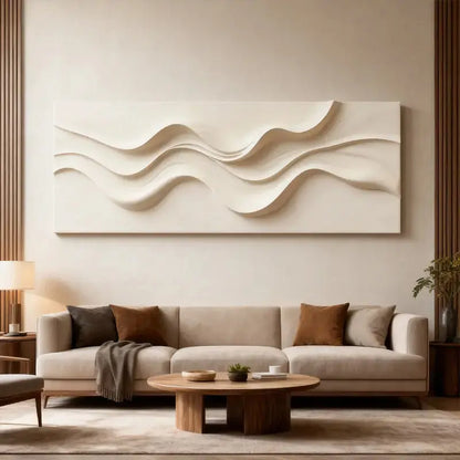Brown & Cream Modern Gradient Wave 3D Relief Wall Sculpture（副本） Artmeto Wood wall art