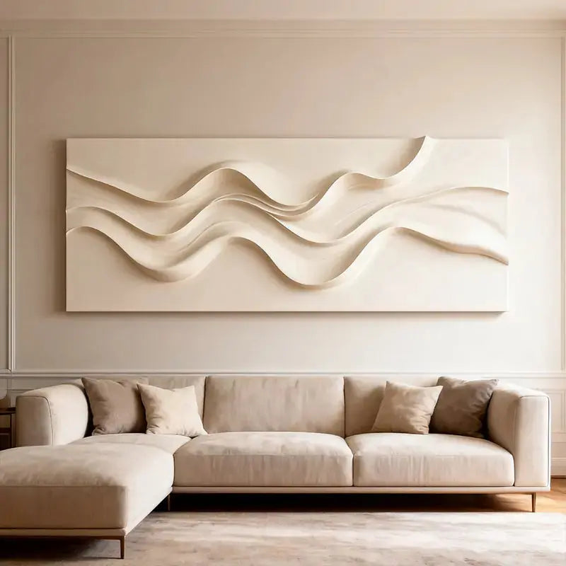 Brown & Cream Modern Gradient Wave 3D Relief Wall Sculpture（副本） Artmeto Wood wall art