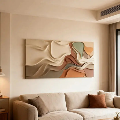 Brown & Cream Modern Gradient Wave 3D Relief Wall Sculpture（副本） Artmeto Wood wall art