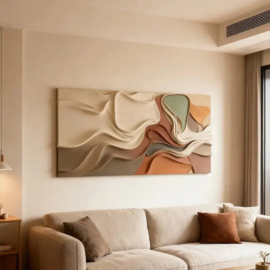 Brown & Cream Modern Gradient Wave 3D Relief Wall Sculpture（副本） Artmeto Wood wall art