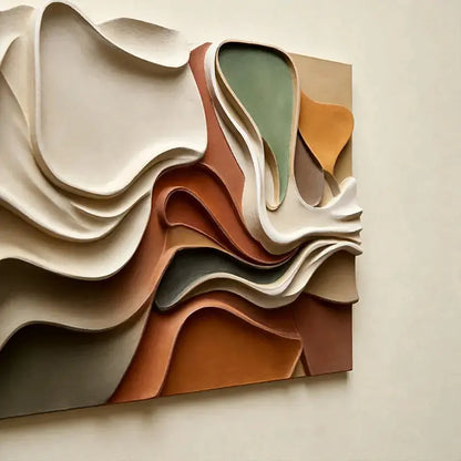 Brown & Cream Modern Gradient Wave 3D Relief Wall Sculpture（副本） Artmeto Wood wall art
