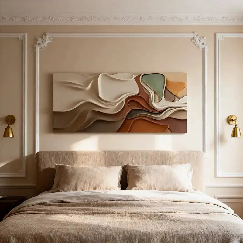 Brown & Cream Modern Gradient Wave 3D Relief Wall Sculpture（副本） Artmeto Wood wall art