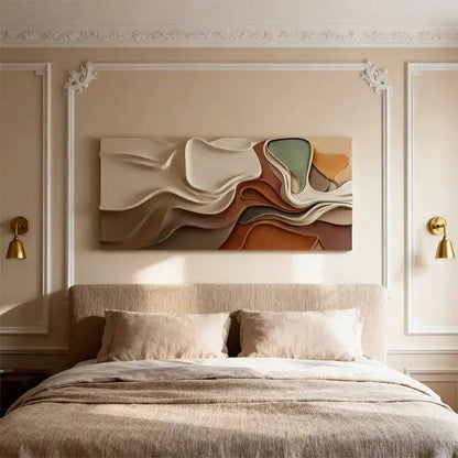 Brown & Cream Modern Gradient Wave 3D Relief Wall Sculpture（副本） Artmeto Wood wall art