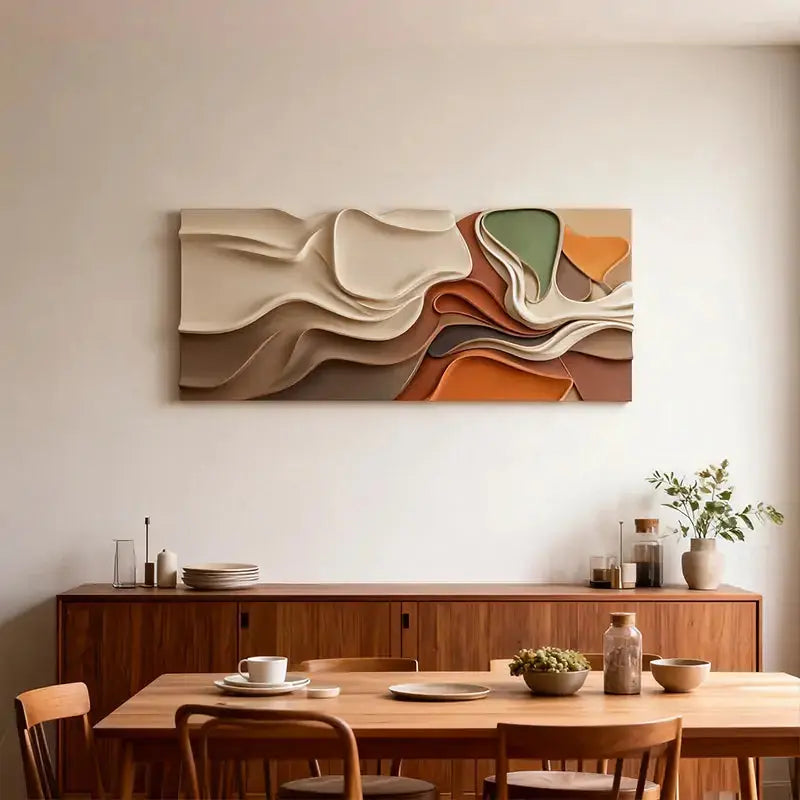 Brown & Cream Modern Gradient Wave 3D Relief Wall Sculpture（副本） Artmeto Wood wall art