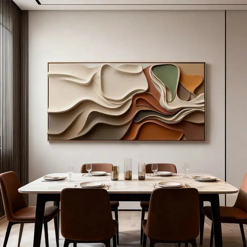 Brown & Cream Modern Gradient Wave 3D Relief Wall Sculpture（副本） Artmeto Wood wall art