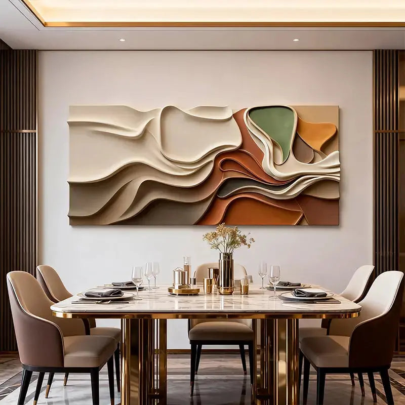 Brown & Cream Modern Gradient Wave 3D Relief Wall Sculpture（副本） Artmeto Wood wall art