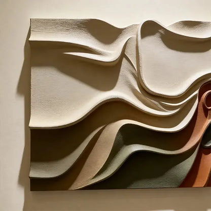 Brown & Cream Modern Gradient Wave 3D Relief Wall Sculpture（副本） Artmeto Wood wall art
