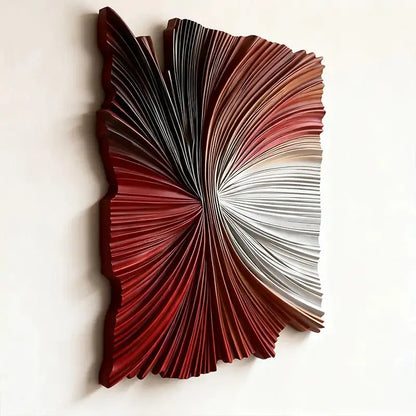 Brown & Dark Blue Split-Tone Wood Wave 3D Relief Wall Sculpture（副本） Artmeto Wood wall art