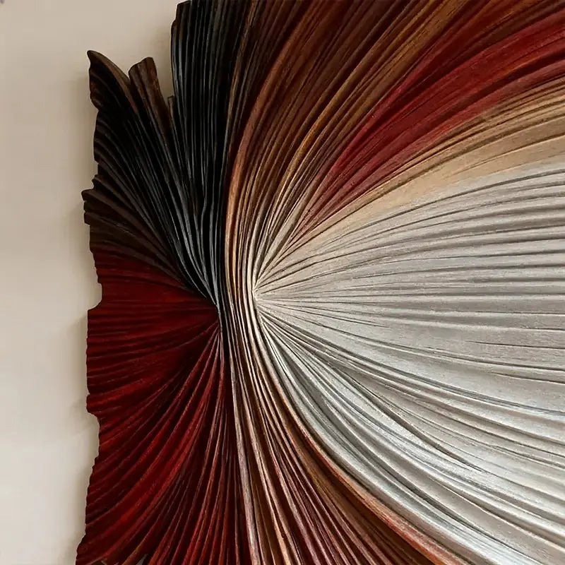 Brown & Dark Blue Split-Tone Wood Wave 3D Relief Wall Sculpture（副本） Artmeto Wood wall art