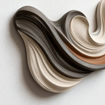 Charcoal, Cream and Terracotta Swirl Layered Wood Wall Sculpture Artmeto Wood wall art
