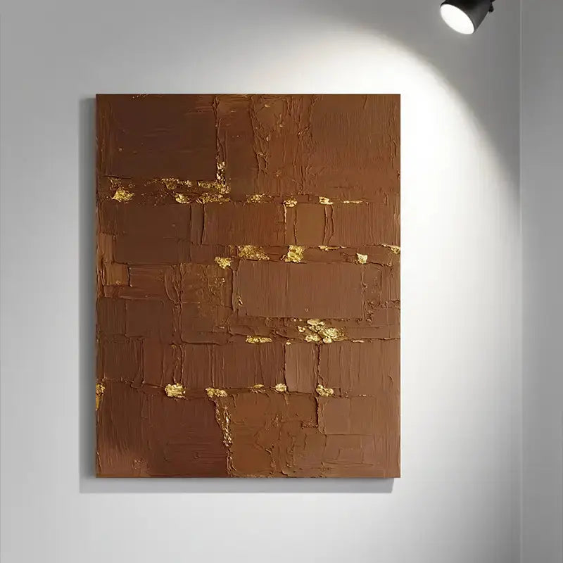 Chocolate Brown Gold Textured Wall Art-Modern Abstract Canvas-Artmeto Artmeto Wood wall art