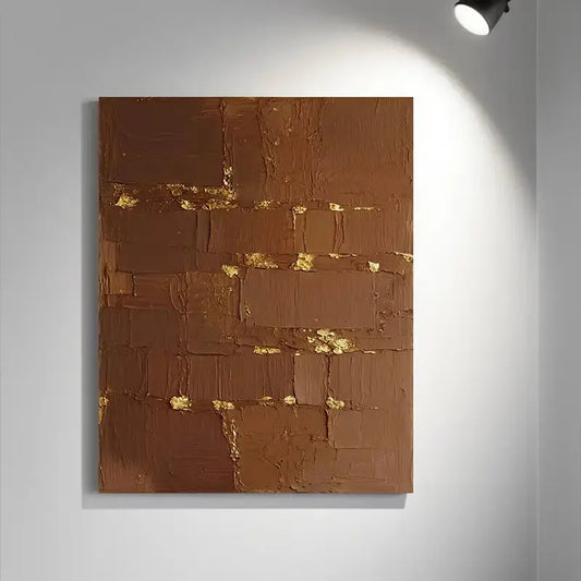 Chocolate Brown Gold Textured Wall Art-Modern Abstract Canvas-Artmeto Artmeto Wood wall art