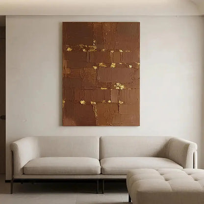 Chocolate Brown Gold Textured Wall Art-Modern Abstract Canvas-Artmeto Artmeto Wood wall art