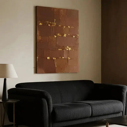 Chocolate Brown Gold Textured Wall Art-Modern Abstract Canvas-Artmeto Artmeto Wood wall art