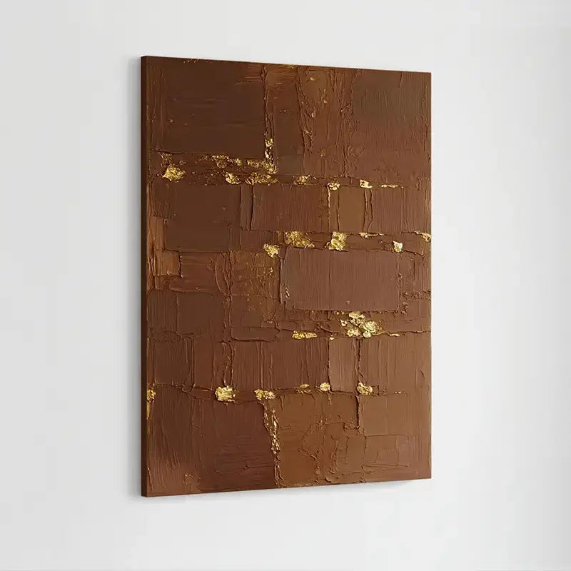 Chocolate Brown Gold Textured Wall Art-Modern Abstract Canvas-Artmeto Artmeto Wood wall art
