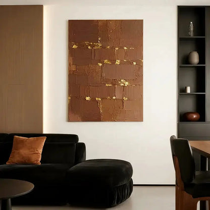 Chocolate Brown Gold Textured Wall Art-Modern Abstract Canvas-Artmeto Artmeto Wood wall art