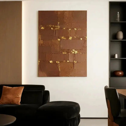 Chocolate Brown Gold Textured Wall Art-Modern Abstract Canvas-Artmeto Artmeto Wood wall art
