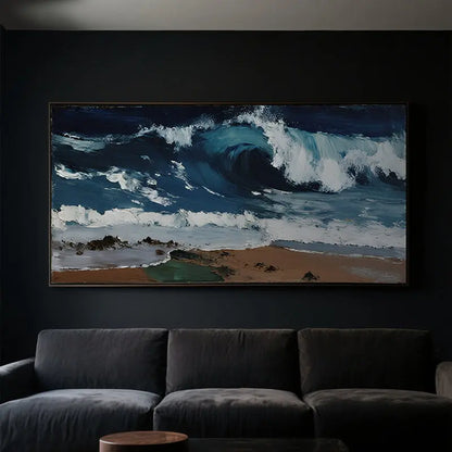 Coastal Beach Wave Canvas-Textured Ocean Wall Decor-Artmeto Artmeto Wood wall art