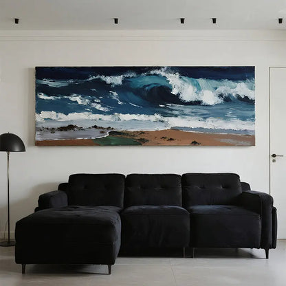 Coastal Beach Wave Canvas-Textured Ocean Wall Decor-Artmeto Artmeto Wood wall art